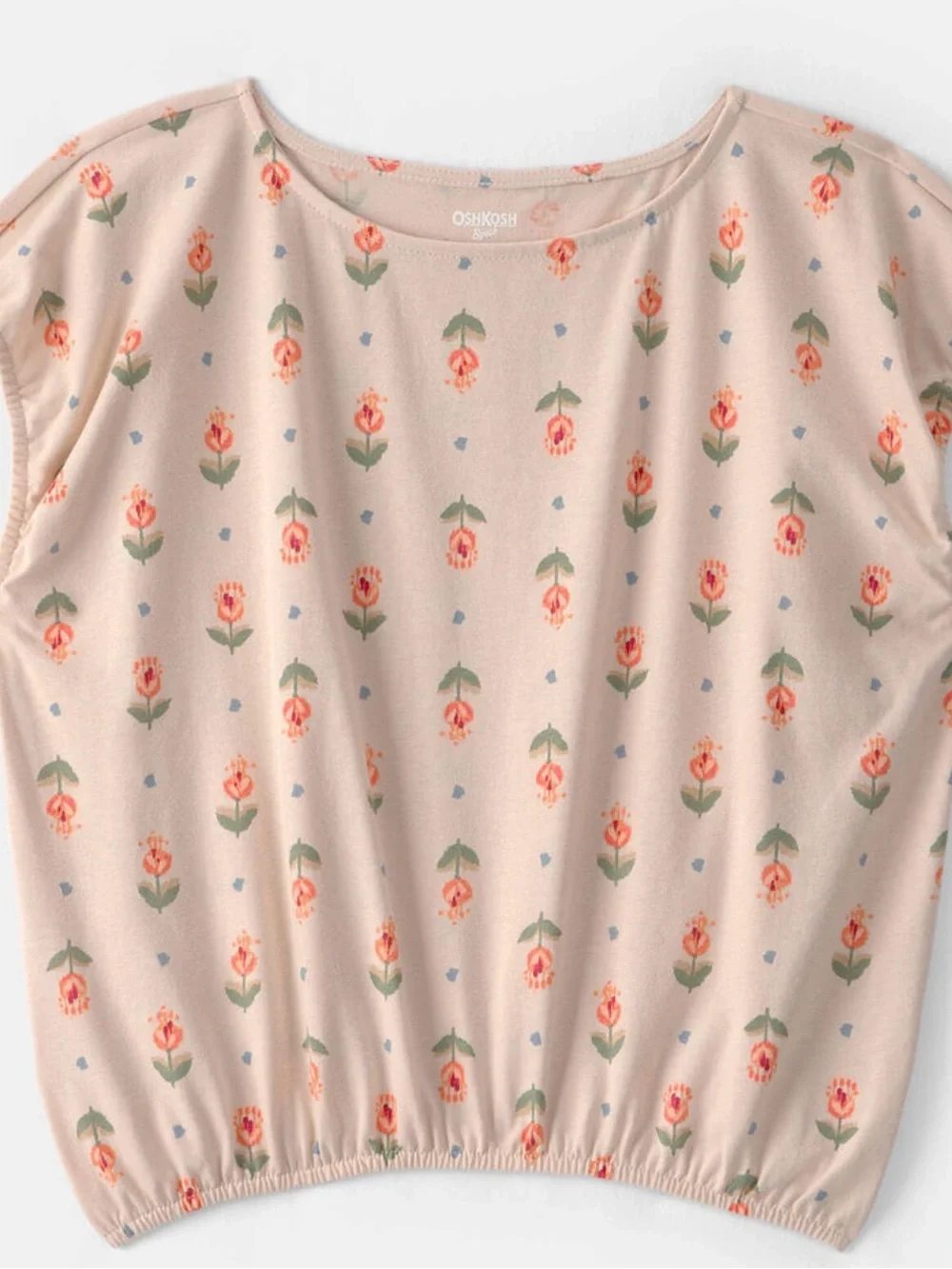 OshKosh B'gosh Tan Floral Short-Sleeve Peplum Top